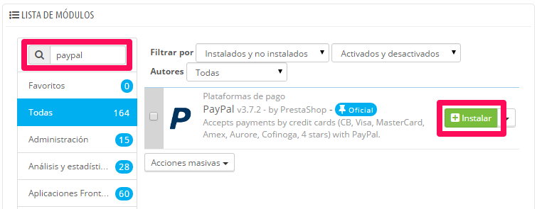Configurar Paypal en Prestashop 1