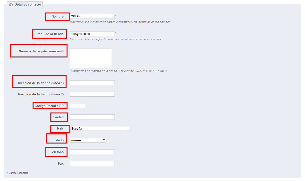 Registrar datos de contacto en Prestashop