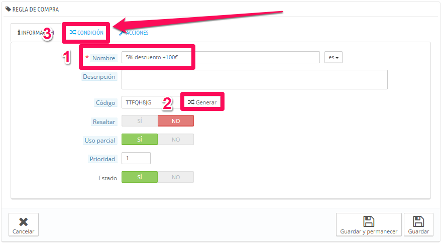 Descuentos en PRESTASHOP 2