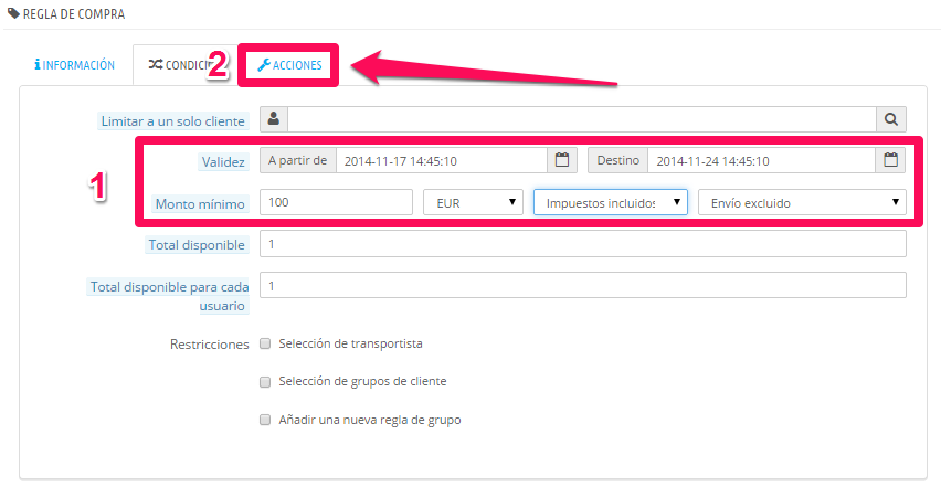 Descuentos en PRESTASHOP 3