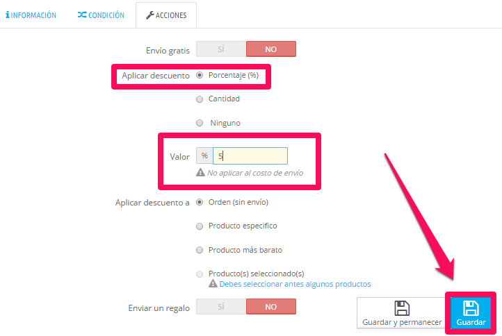 Descuentos en PRESTASHOP 4
