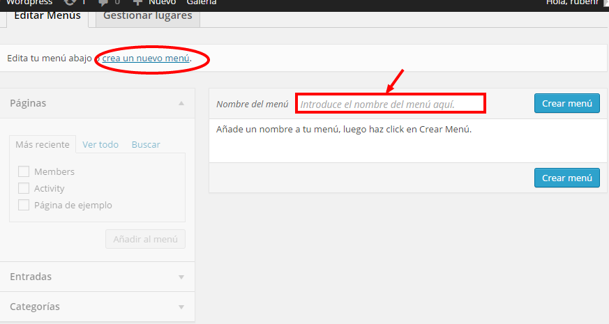 Menús en WordPress 2