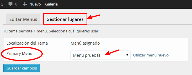 Menús en WordPress 6