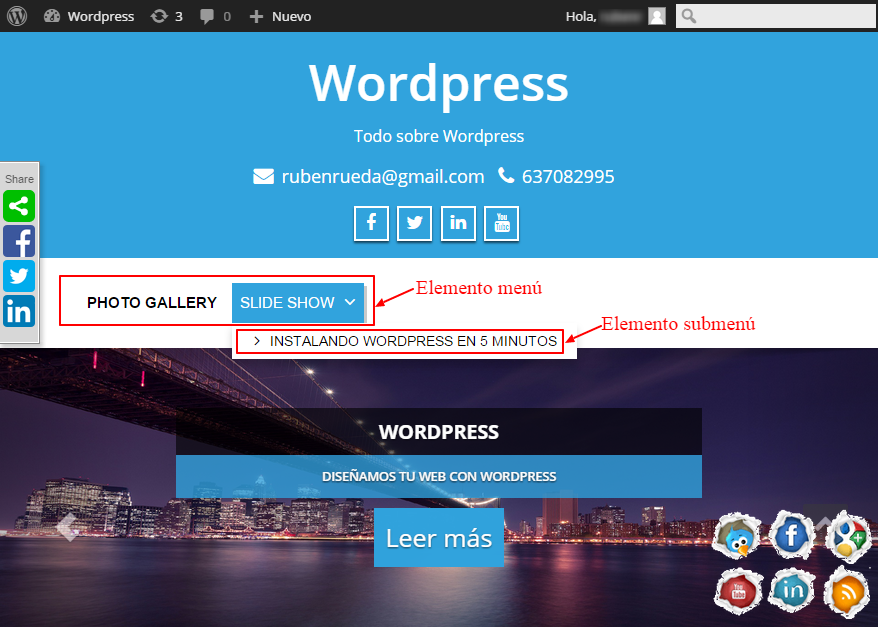 Menús en WordPress 7